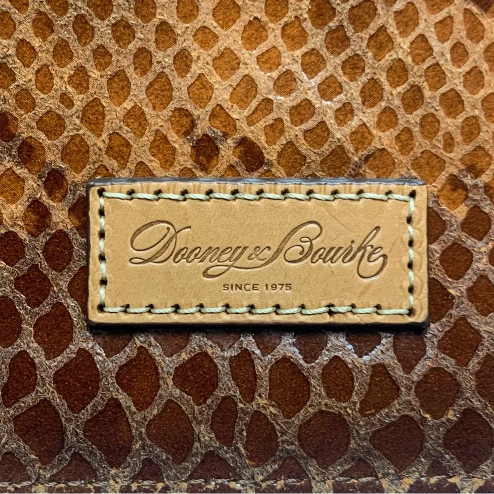 Dooney & Bourke Brown Leather Wristlet Snake Reptile Print Clutch Pouch - Picture 5 of 10